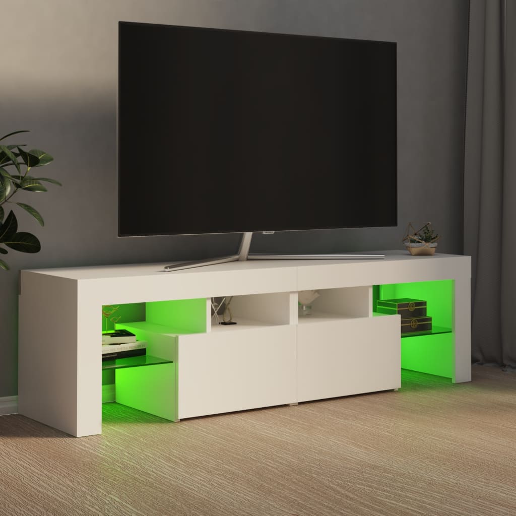 TV-taso LED-valoilla valkoinen 140x35x40 cm - Sisustajankoti.fi