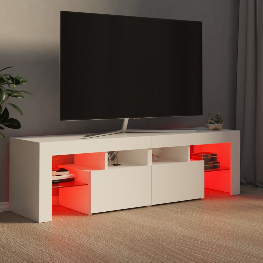 TV-taso LED-valoilla valkoinen 140x35x40 cm - Sisustajankoti.fi