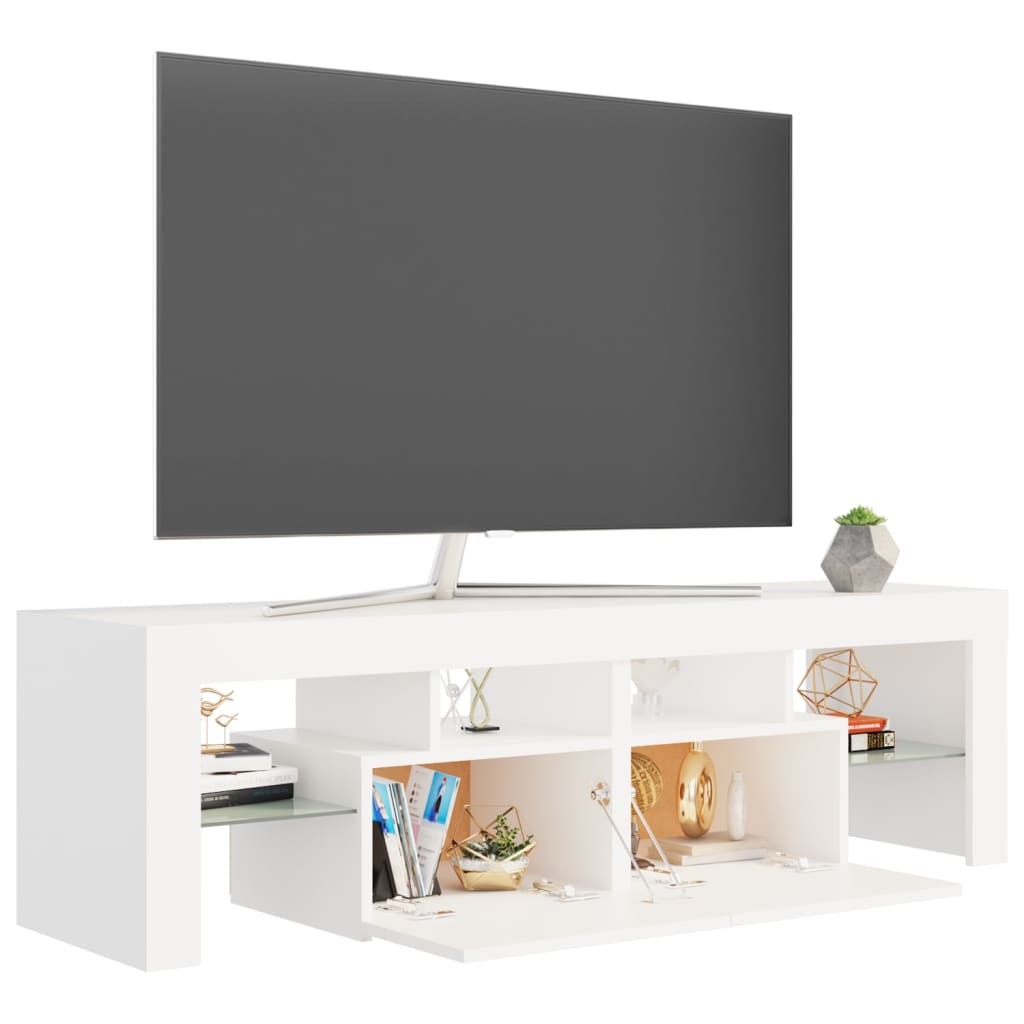 TV-taso LED-valoilla valkoinen 140x35x40 cm - Sisustajankoti.fi