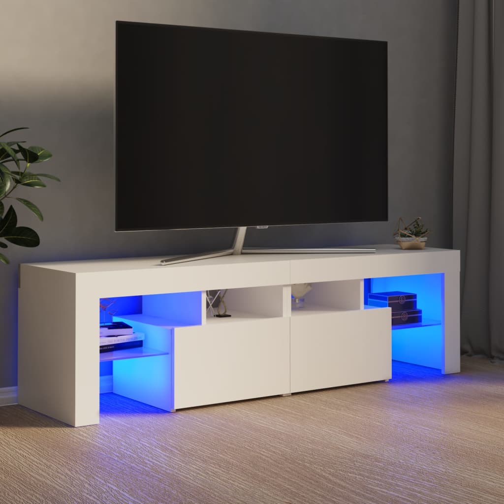 TV-taso LED-valoilla valkoinen 140x35x40 cm - Sisustajankoti.fi