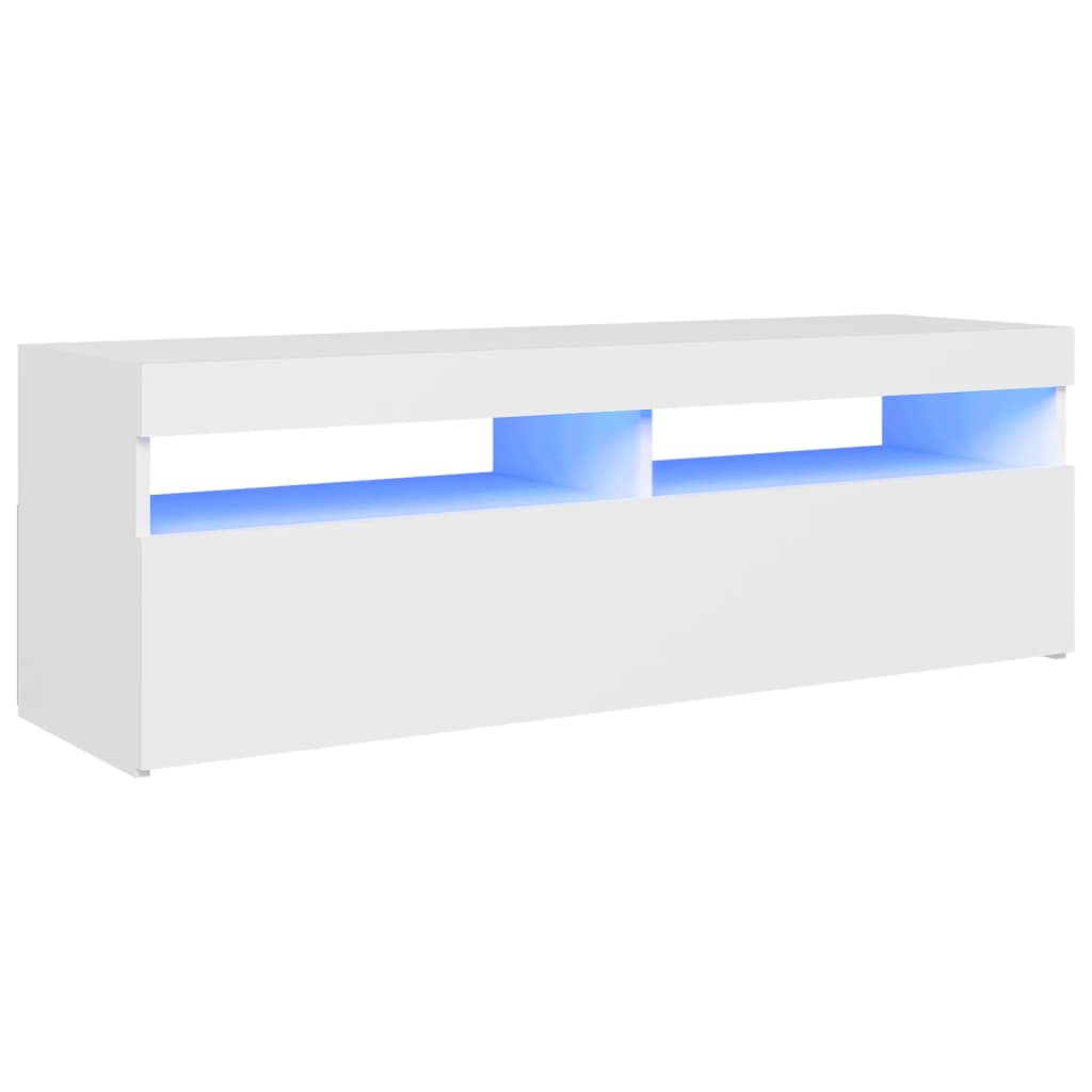 TV-taso LED-valoilla valkoinen 120x35x40 cm - Sisustajankoti.fi