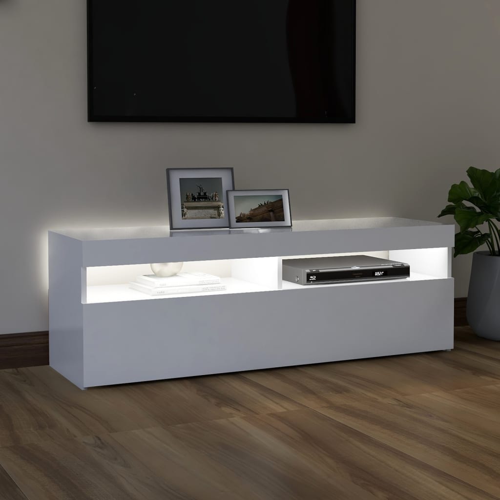 TV-taso LED-valoilla valkoinen 120x35x40 cm - Sisustajankoti.fi