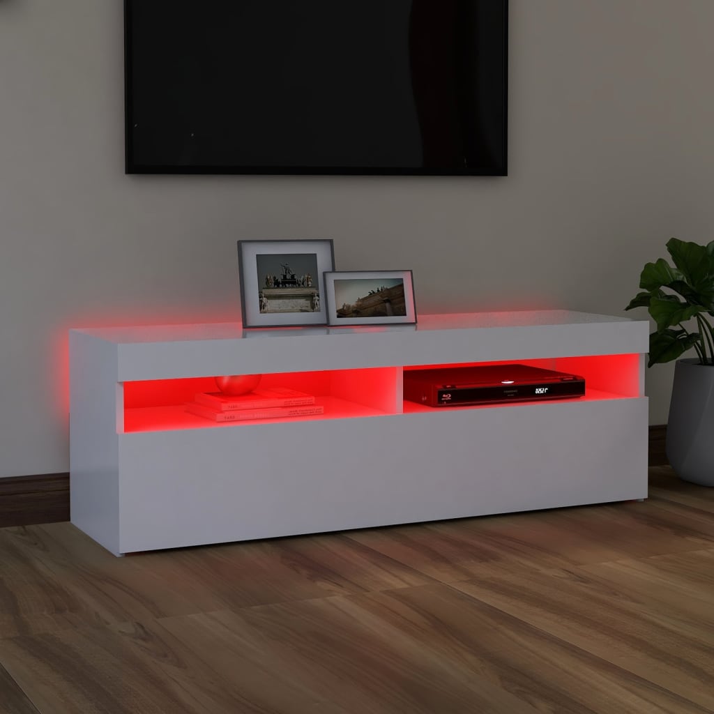 TV-taso LED-valoilla valkoinen 120x35x40 cm - Sisustajankoti.fi