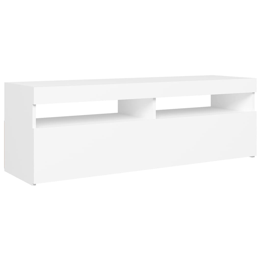 TV-taso LED-valoilla valkoinen 120x35x40 cm - Sisustajankoti.fi