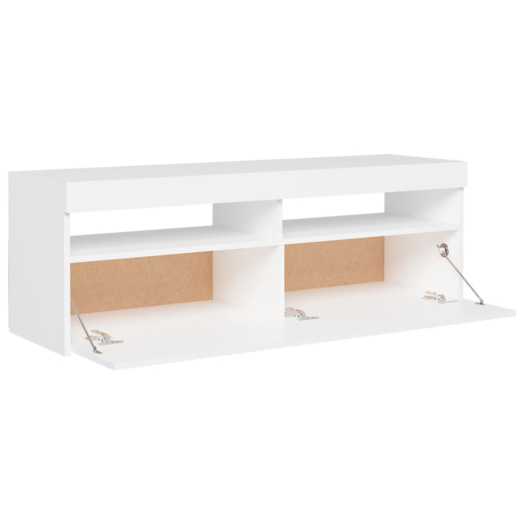 TV-taso LED-valoilla valkoinen 120x35x40 cm - Sisustajankoti.fi