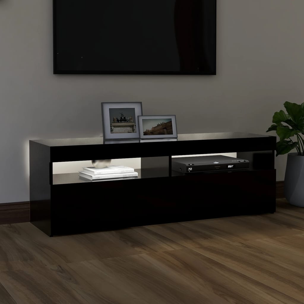 TV-taso LED-valoilla musta 120x35x40 cm - Sisustajankoti.fi