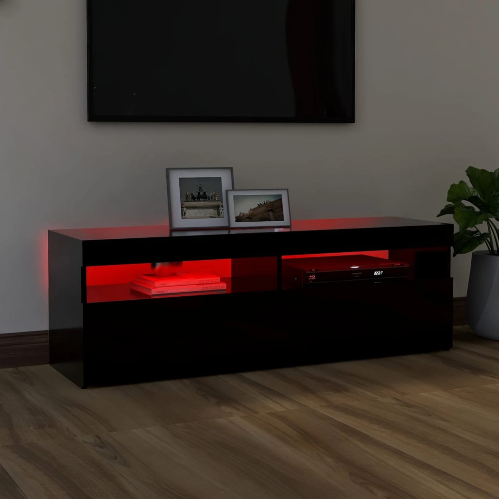 TV-taso LED-valoilla musta 120x35x40 cm - Sisustajankoti.fi