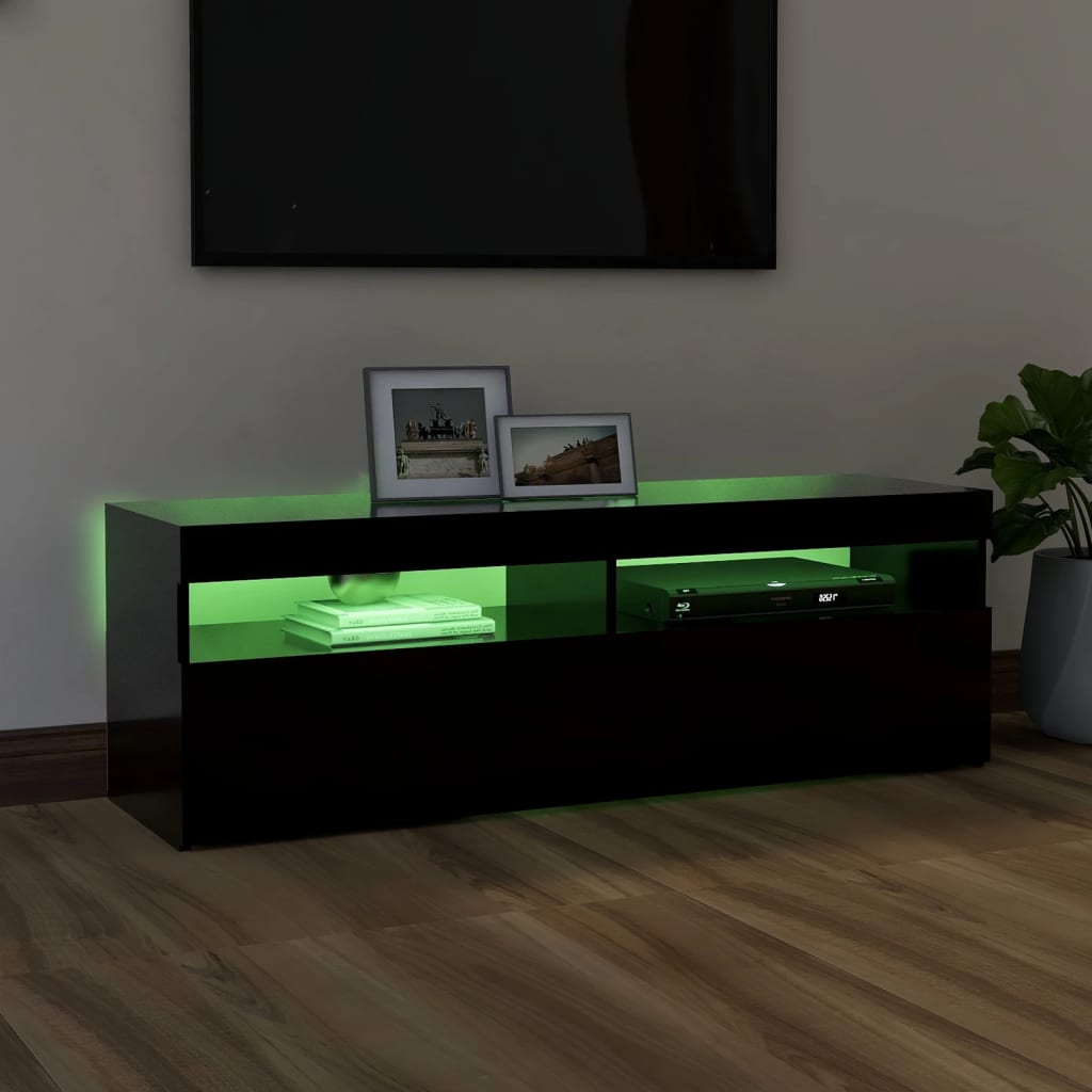 TV-taso LED-valoilla musta 120x35x40 cm - Sisustajankoti.fi