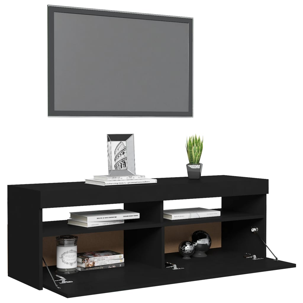 TV-taso LED-valoilla musta 120x35x40 cm - Sisustajankoti.fi