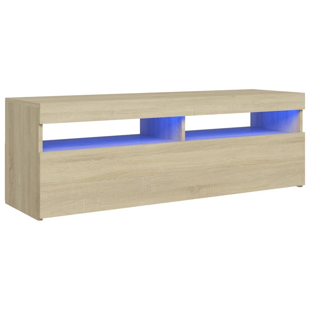 TV-taso LED-valoilla Sonoma-tammi 120x35x40 cm - Sisustajankoti.fi