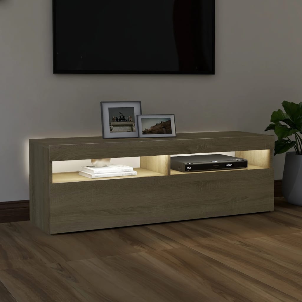 TV-taso LED-valoilla Sonoma-tammi 120x35x40 cm - Sisustajankoti.fi