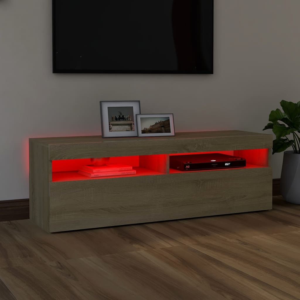 TV-taso LED-valoilla Sonoma-tammi 120x35x40 cm - Sisustajankoti.fi