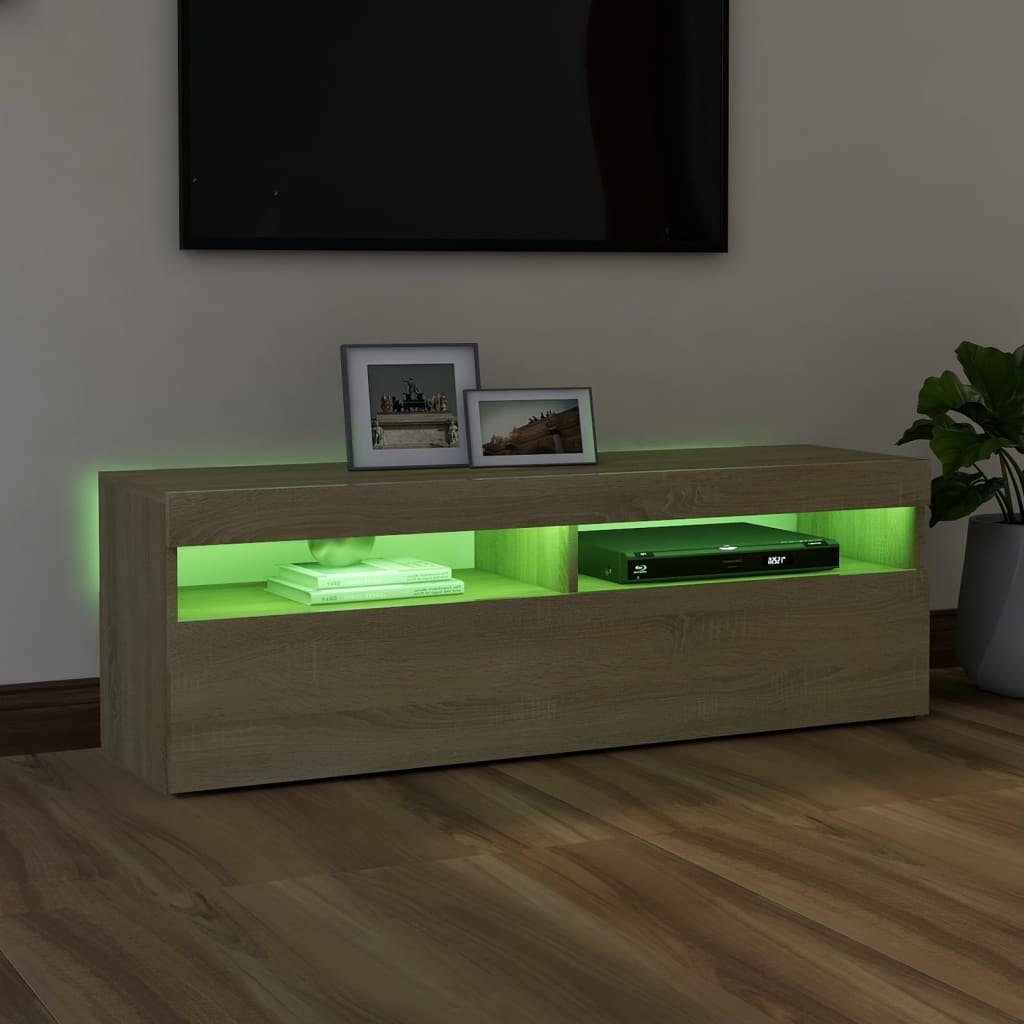 TV-taso LED-valoilla Sonoma-tammi 120x35x40 cm - Sisustajankoti.fi