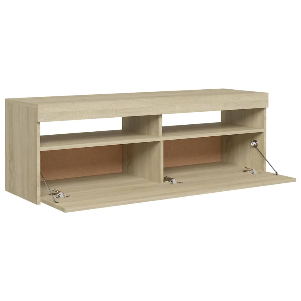 TV-taso LED-valoilla Sonoma-tammi 120x35x40 cm - Sisustajankoti.fi