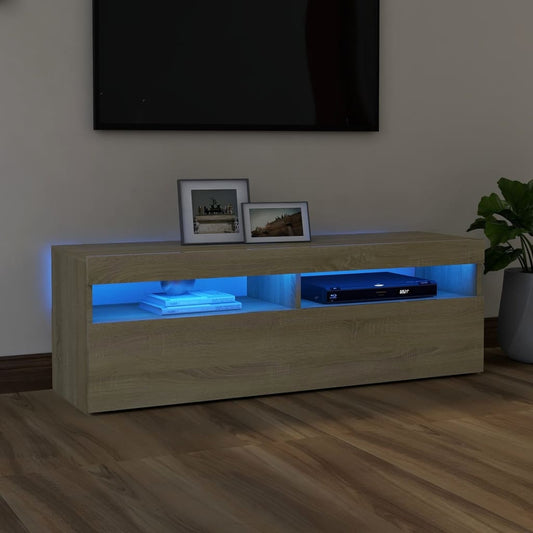 TV-taso LED-valoilla Sonoma-tammi 120x35x40 cm - Sisustajankoti.fi