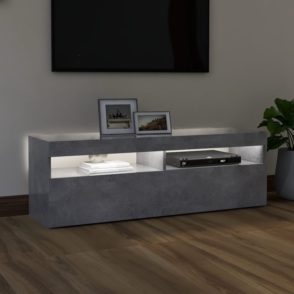 TV-taso LED-valoilla betoninharmaa 120x35x40 cm - Sisustajankoti.fi
