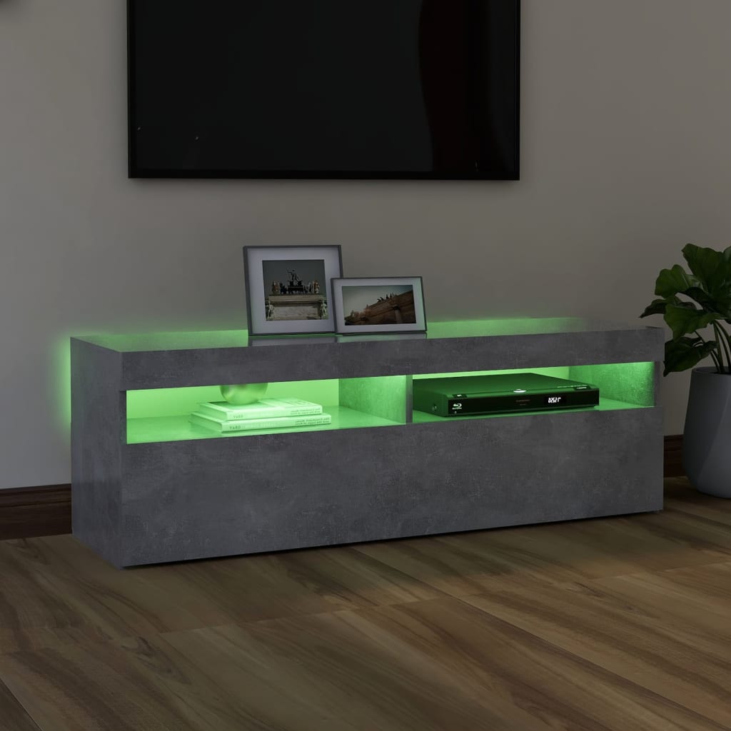 TV-taso LED-valoilla betoninharmaa 120x35x40 cm - Sisustajankoti.fi