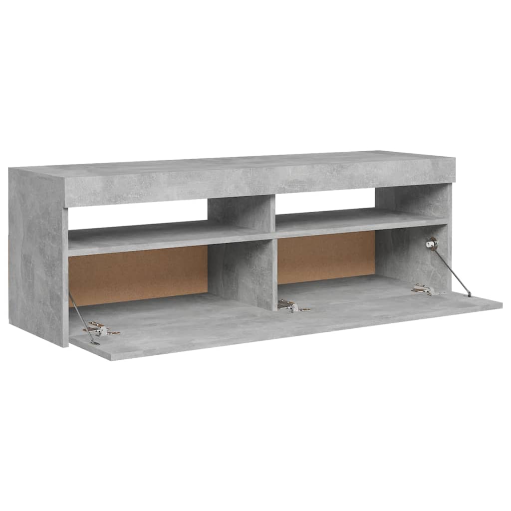 TV-taso LED-valoilla betoninharmaa 120x35x40 cm - Sisustajankoti.fi