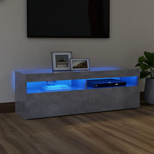 TV-taso LED-valoilla betoninharmaa 120x35x40 cm - Sisustajankoti.fi