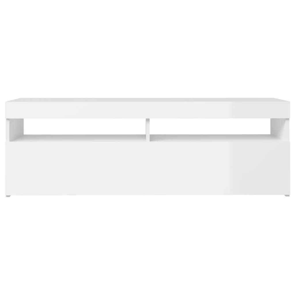TV-taso LED-valoilla korkeakiilto valkoinen 120x35x40 cm - Sisustajankoti.fi