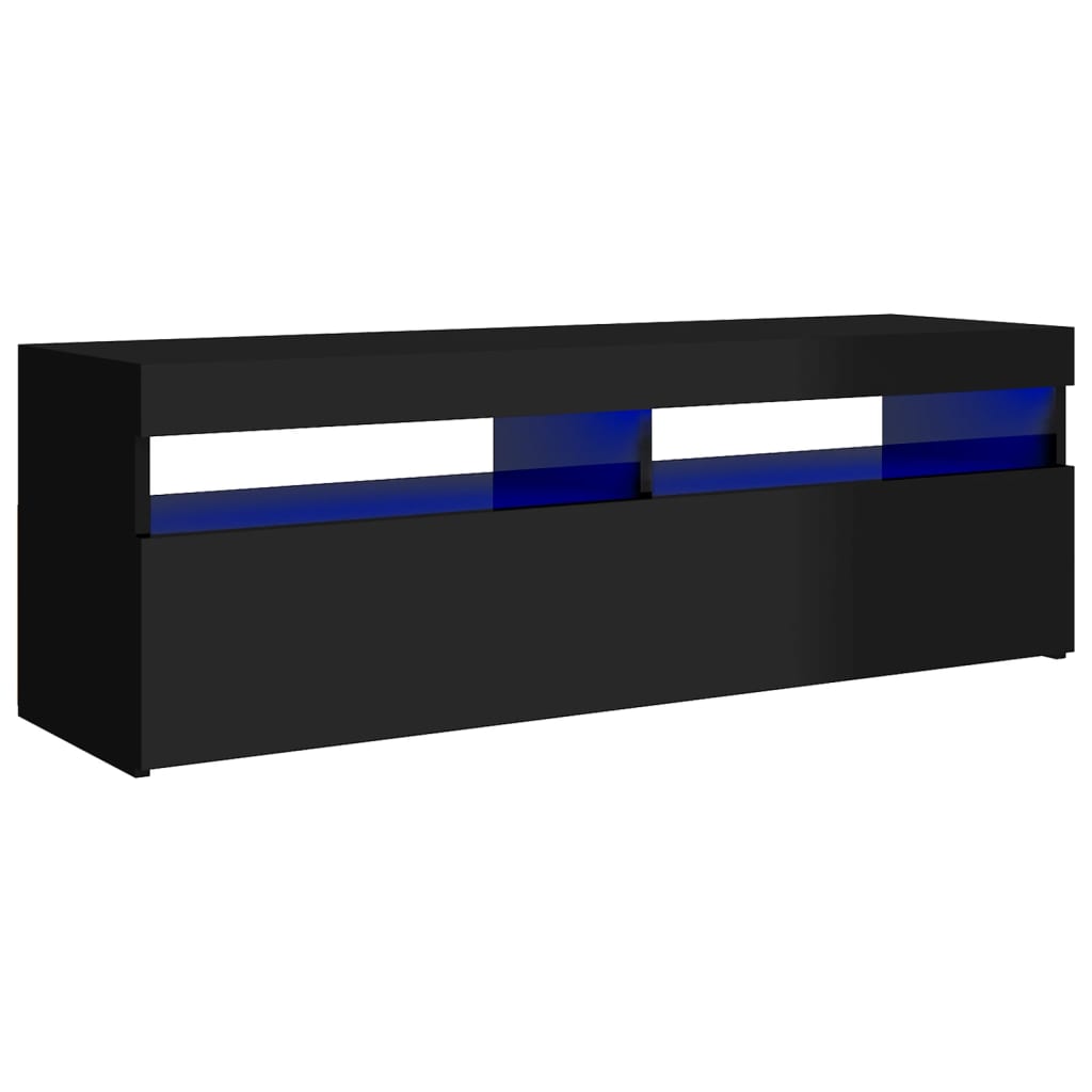 TV-taso LED-valoilla korkeakiilto musta 120x35x40 cm - Sisustajankoti.fi