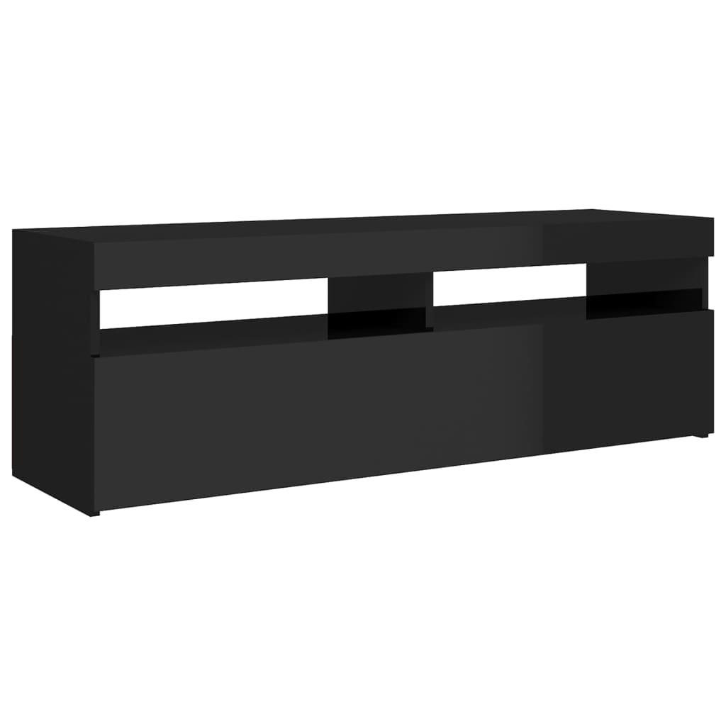 TV-taso LED-valoilla korkeakiilto musta 120x35x40 cm - Sisustajankoti.fi