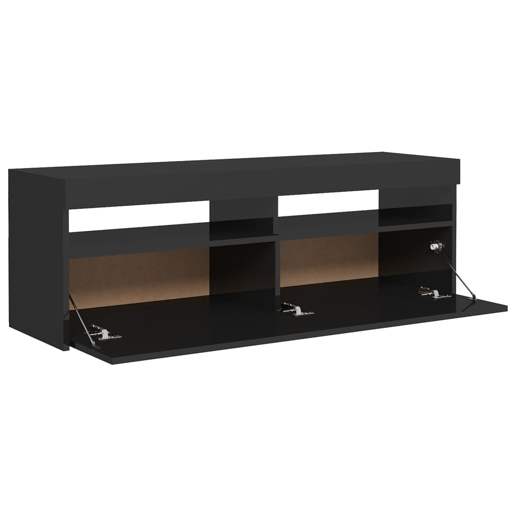 TV-taso LED-valoilla korkeakiilto musta 120x35x40 cm - Sisustajankoti.fi