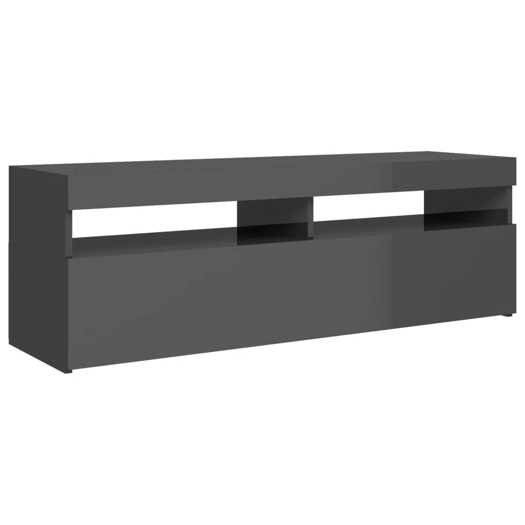 TV-taso LED-valoilla korkeakiilto harmaa 120x35x40 cm - Sisustajankoti.fi