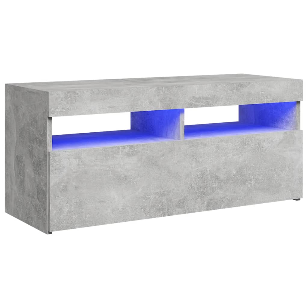 TV-taso LED-valoilla betoninharmaa 90x35x40 cm - Sisustajankoti.fi