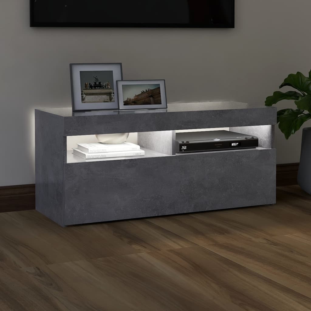 TV-taso LED-valoilla betoninharmaa 90x35x40 cm - Sisustajankoti.fi