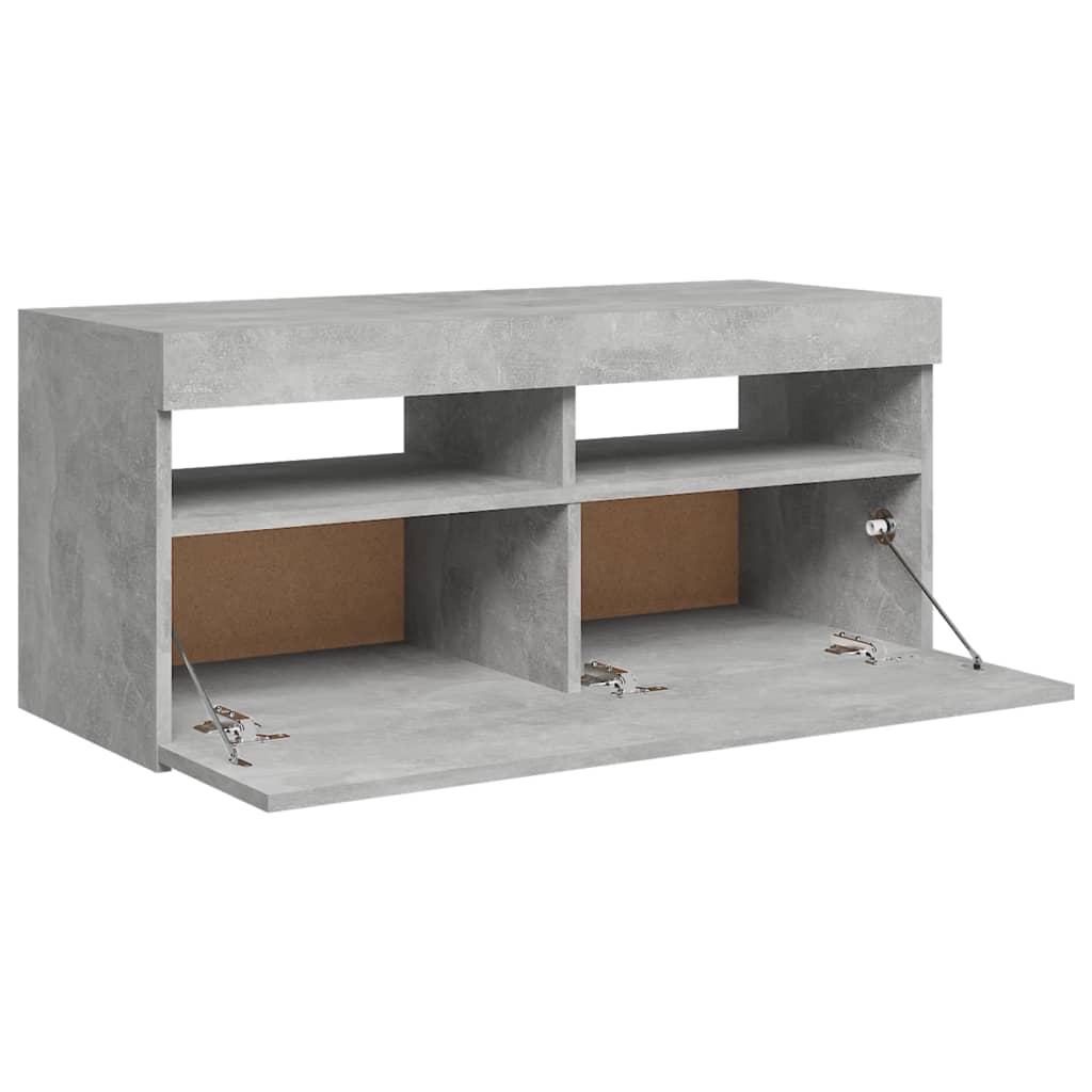 TV-taso LED-valoilla betoninharmaa 90x35x40 cm - Sisustajankoti.fi
