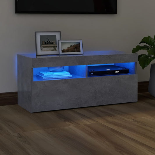 TV-taso LED-valoilla betoninharmaa 90x35x40 cm - Sisustajankoti.fi