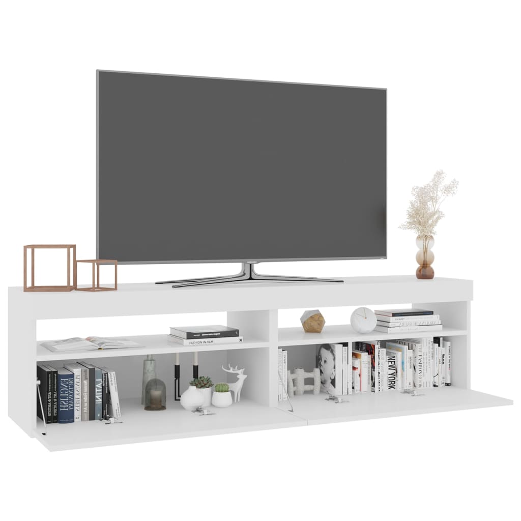 TV-tasot 2 kpl LED-valoilla valkoinen 75x35x40 cm - Sisustajankoti.fi