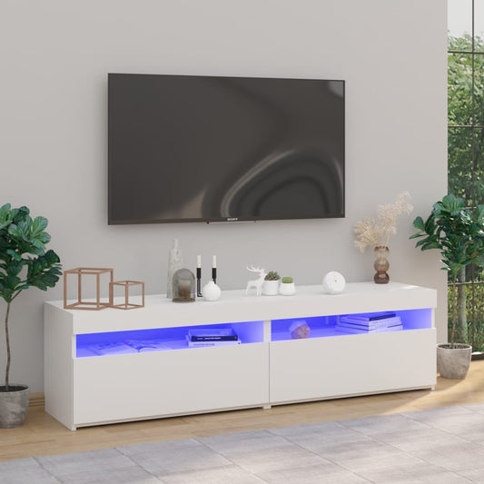 TV-tasot 2 kpl LED-valoilla valkoinen 75x35x40 cm - Sisustajankoti.fi