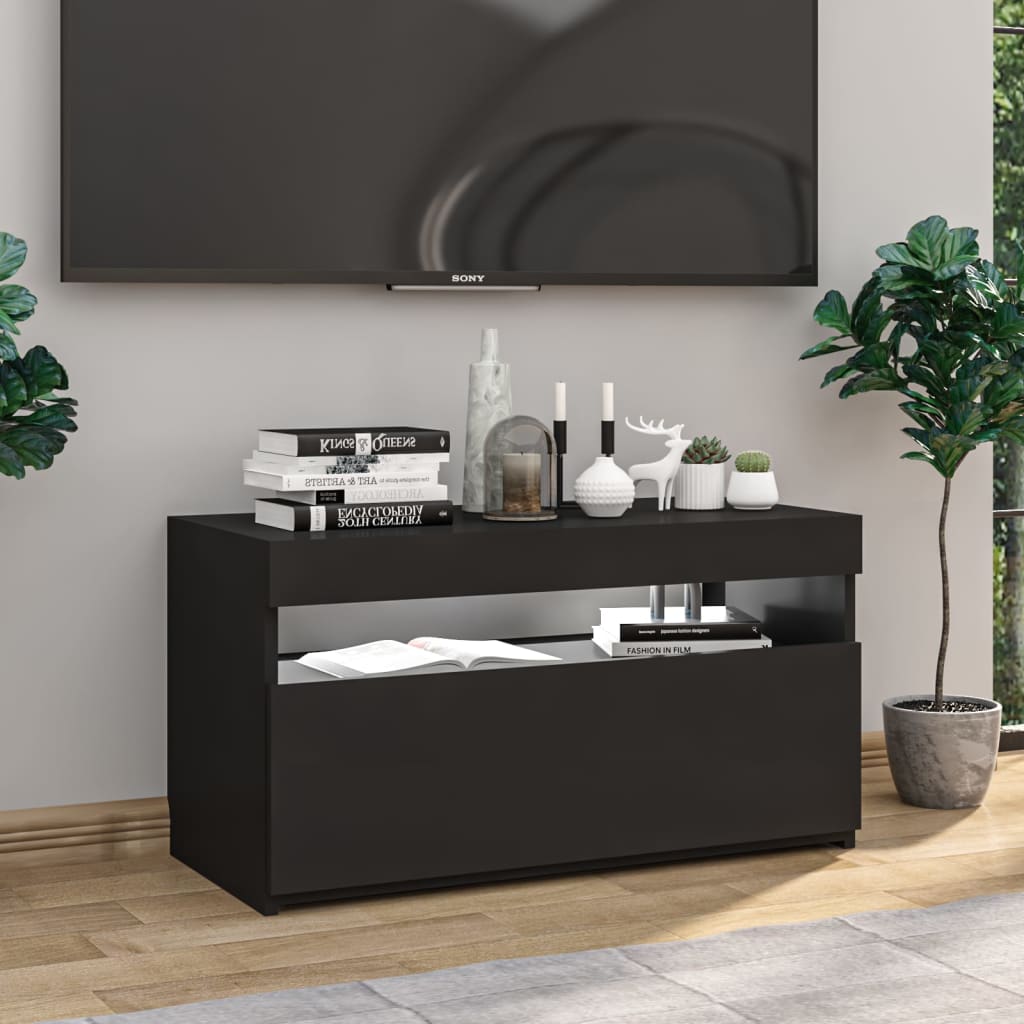 TV-taso LED-valoilla musta 75x35x40 cm - Sisustajankoti.fi