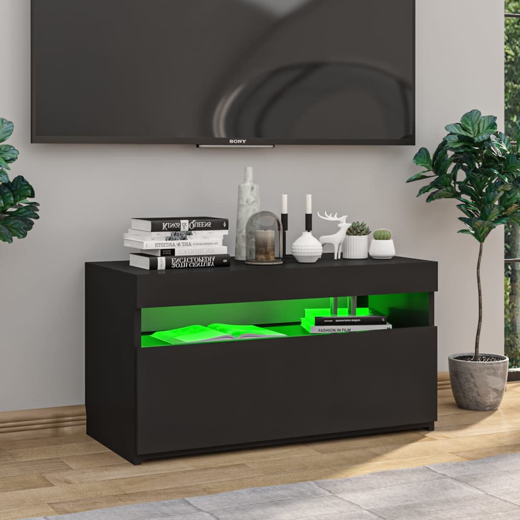 TV-taso LED-valoilla musta 75x35x40 cm - Sisustajankoti.fi