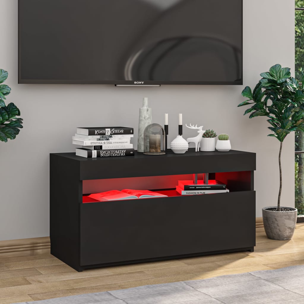 TV-taso LED-valoilla musta 75x35x40 cm - Sisustajankoti.fi
