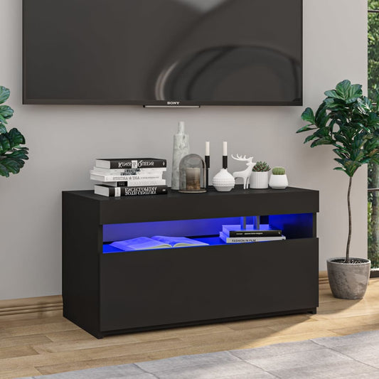 TV-taso LED-valoilla musta 75x35x40 cm - Sisustajankoti.fi