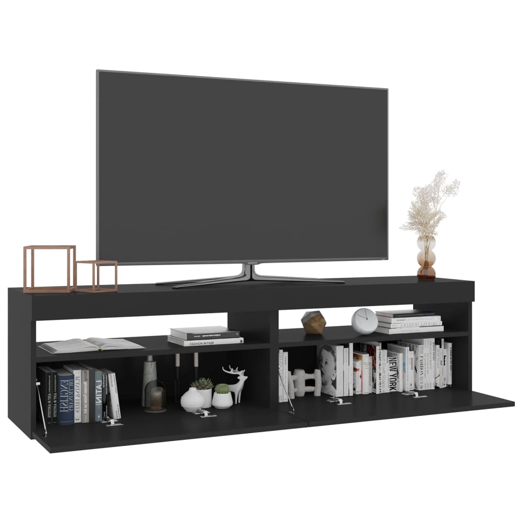 TV-tasot 2 kpl LED-valoilla musta 75x35x40 cm - Sisustajankoti.fi