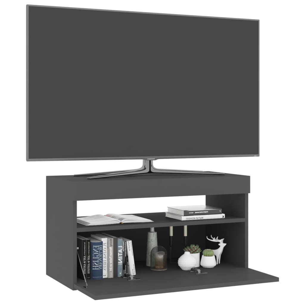 TV-taso LED-valoilla harmaa 75x35x40 cm - Sisustajankoti.fi