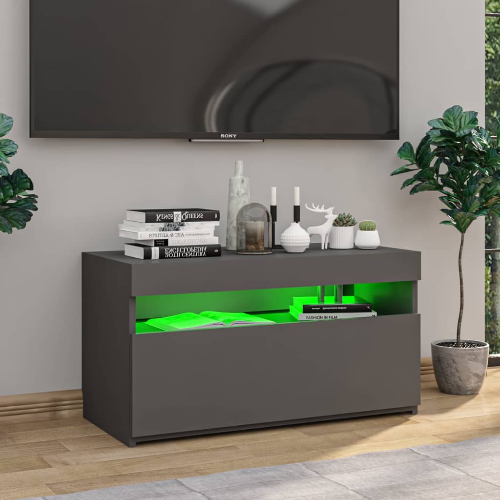 TV-taso LED-valoilla harmaa 75x35x40 cm - Sisustajankoti.fi