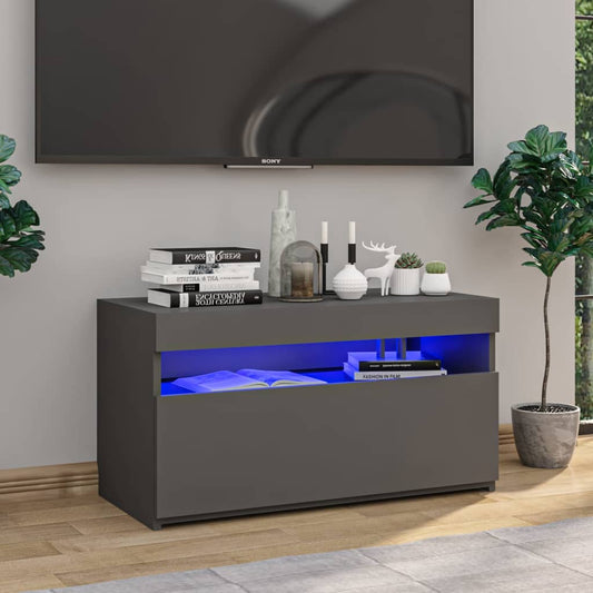 TV-taso LED-valoilla harmaa 75x35x40 cm - Sisustajankoti.fi