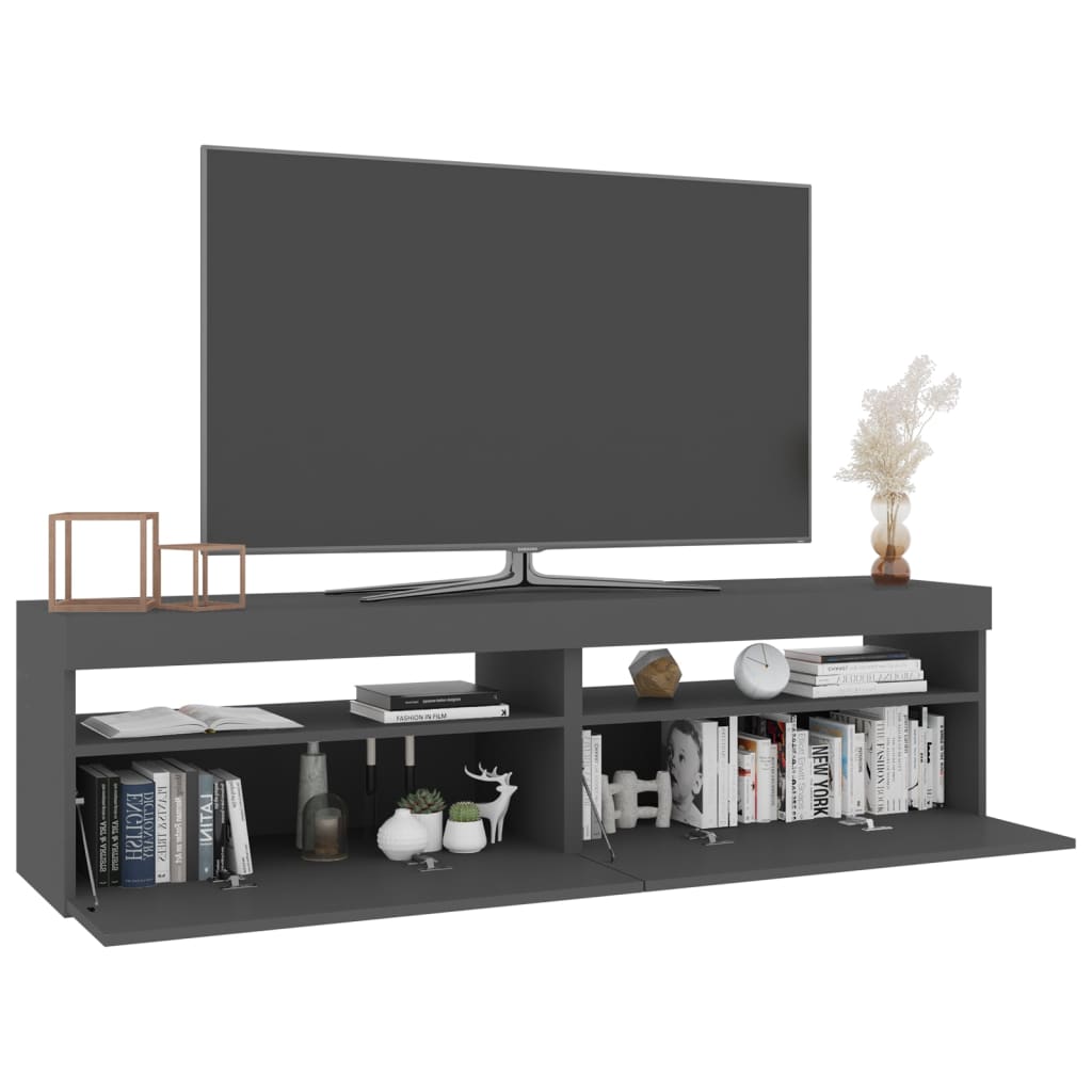 TV-tasot 2 kpl LED-valoilla harmaa 75x35x40 cm - Sisustajankoti.fi