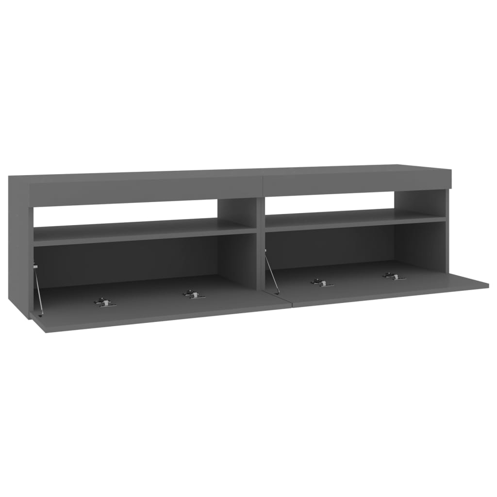 TV-tasot 2 kpl LED-valoilla harmaa 75x35x40 cm - Sisustajankoti.fi