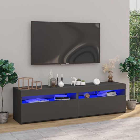 TV-tasot 2 kpl LED-valoilla harmaa 75x35x40 cm - Sisustajankoti.fi