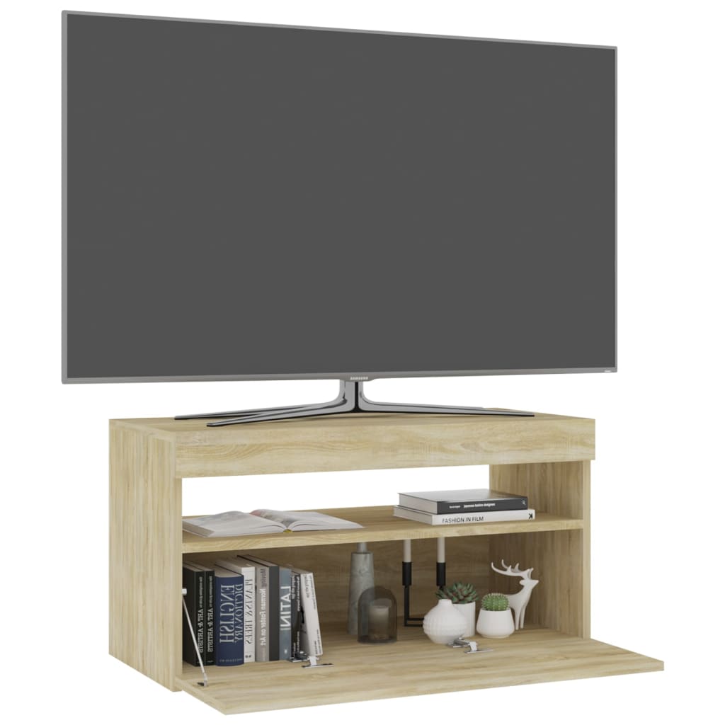 TV-taso LED-valoilla Sonoma-tammi 75x35x40 cm - Sisustajankoti.fi