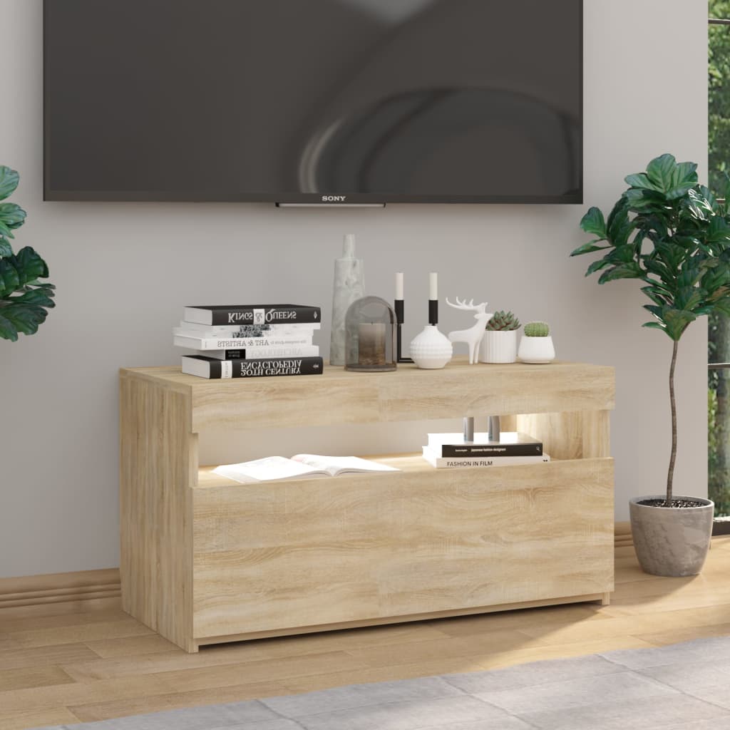 TV-taso LED-valoilla Sonoma-tammi 75x35x40 cm - Sisustajankoti.fi