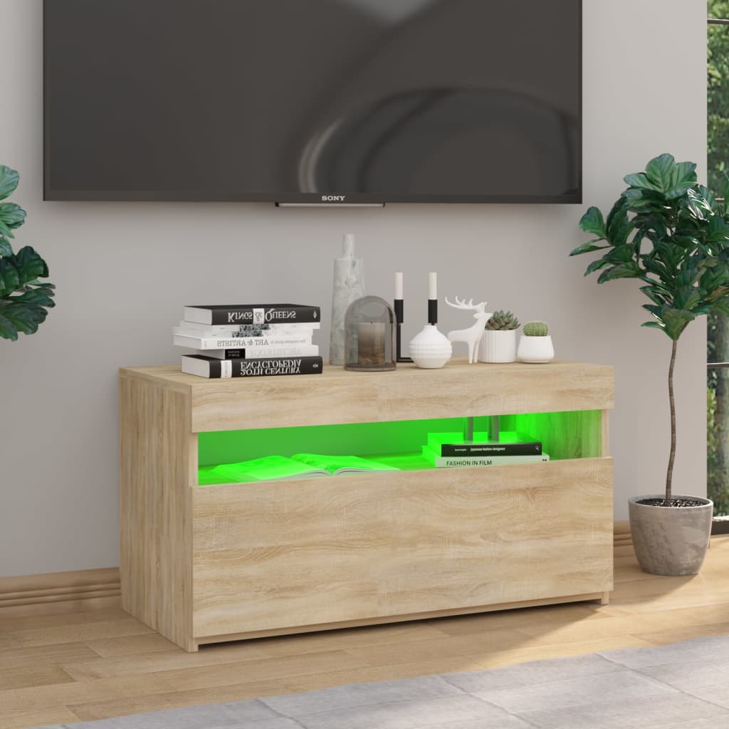 TV-taso LED-valoilla Sonoma-tammi 75x35x40 cm - Sisustajankoti.fi