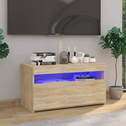 TV-taso LED-valoilla Sonoma-tammi 75x35x40 cm - Sisustajankoti.fi