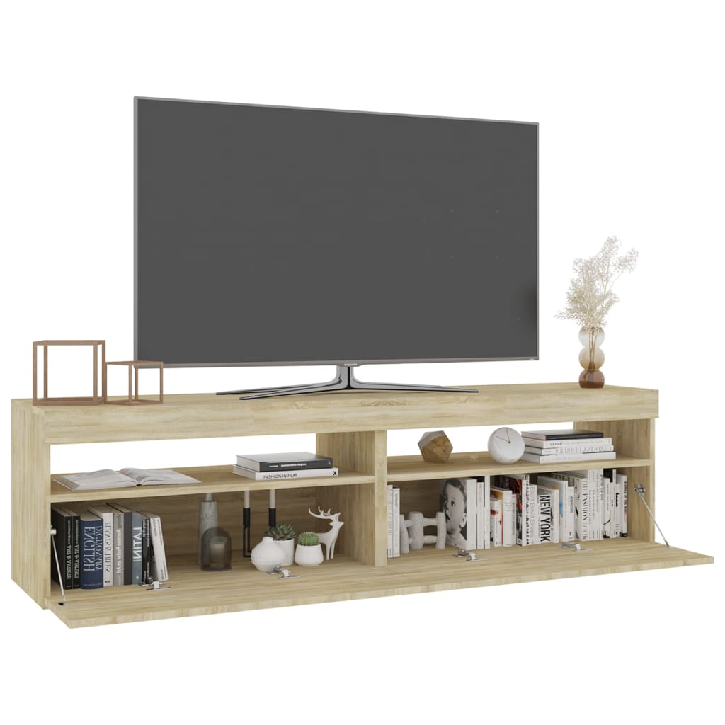 TV-tasot 2 kpl LED-valoilla Sonoma-tammi 75x35x40 cm - Sisustajankoti.fi